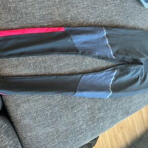 MPG Black and Blue Leggings with Pink Accents